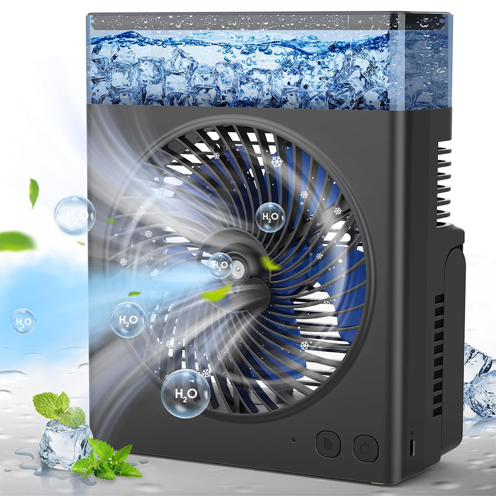 ❄️ BVJ Portable Misting Fan with 600ml Water Tank | Up to 30H Battery Life • USB Rechargeable • Quiet & Compact | Perfect for Home, Office, Camping & Travel