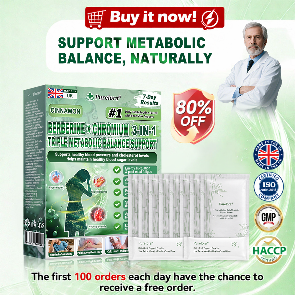 Purelora® Berberine × Chromium Complete Metabolic Rhythm Kit (🌀 Daily External Patch + Weekly Metabolic Support Powder) ✅ For metabolic balance, blood sugar support, circulation & overall metabolic health