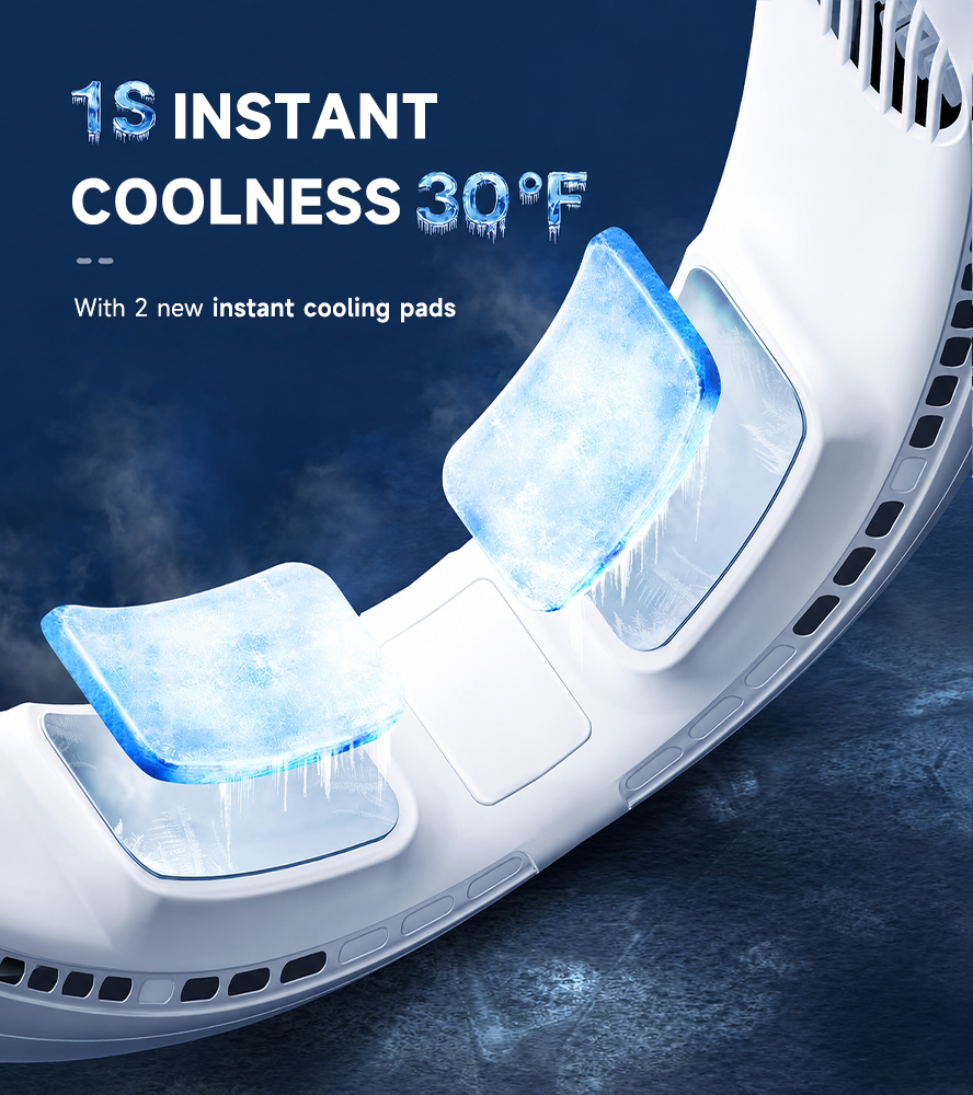 ❄️ BVJ Portable Neck Fan with Dual Cooling | 360° Airflow • Up to 8H Battery Life • 3 Speeds | Perfect for Summer, Travel & Outdoors