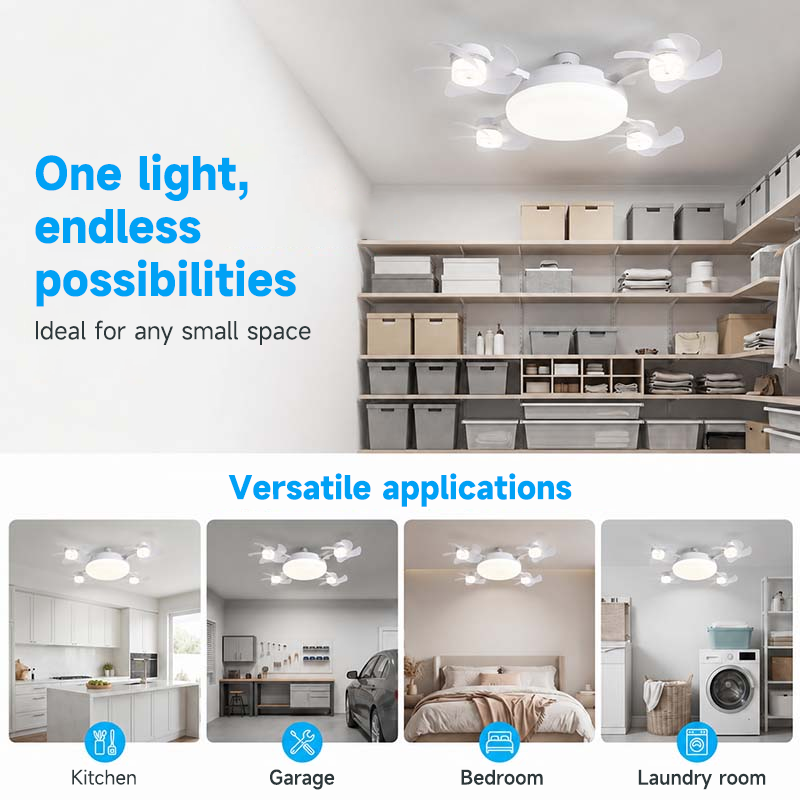 ⚡ 2-in-1 E27 Ceiling Fan Light with LED & Remote Control – No Drilling, Ideal for Flats, Bedrooms & Hot Rooms