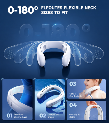 ❄️ BVJ Portable Neck Fan with Dual Cooling | 360° Airflow • Up to 8H Battery Life • 3 Speeds | Perfect for Summer, Travel & Outdoors