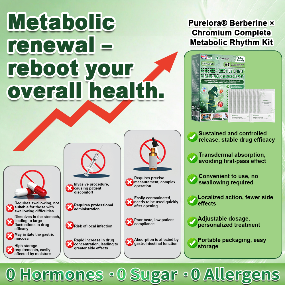 Purelora® Berberine × Chromium Complete Metabolic Rhythm Kit (🌀 Daily External Patch + Weekly Metabolic Support Powder) ✅ For metabolic balance, blood sugar support, circulation & overall metabolic health