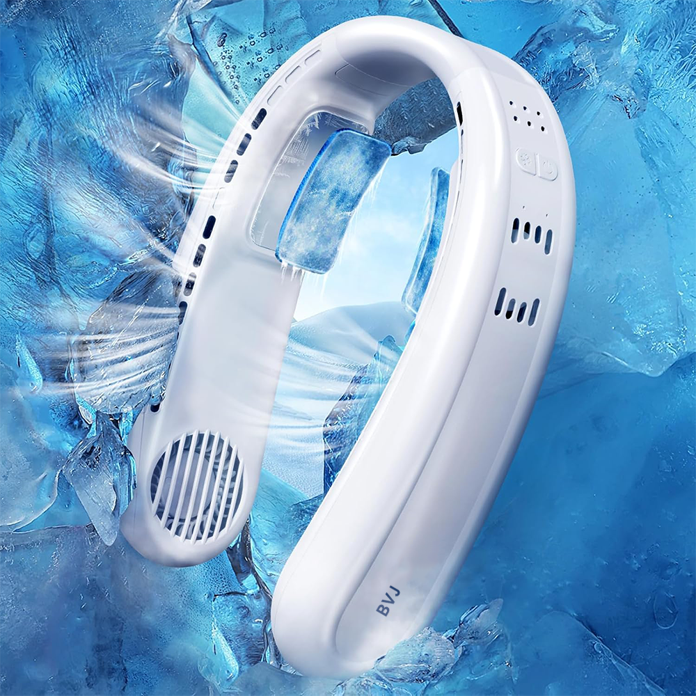 ❄️ BVJ Portable Neck Fan with Dual Cooling | 360° Airflow • Up to 8H Battery Life • 3 Speeds | Perfect for Summer, Travel & Outdoors