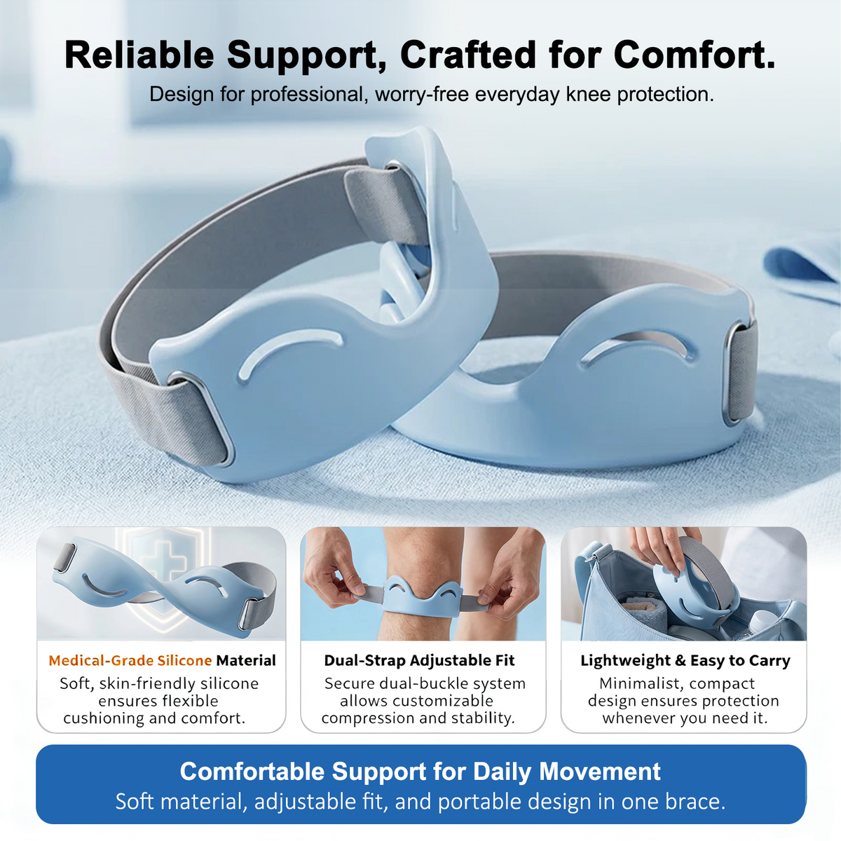 🔥 LAST DAY: 80% OFF 🔥LuckySong® Patella Stabilizer Knee Support | Adjustable Knee Brace for Daily Comfort & Active Movement
