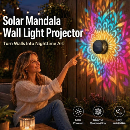 Solar Mandala Outdoor Light – Decorative Light Projection for Garden, Fence, Patio & Terrace