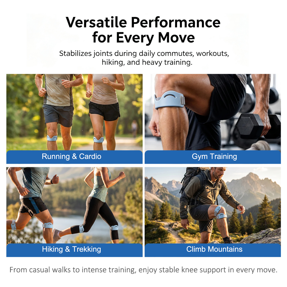 🔥 LAST DAY: 80% OFF 🔥LuckySong® Patella Stabilizer Knee Support | Adjustable Knee Brace for Daily Comfort & Active Movement