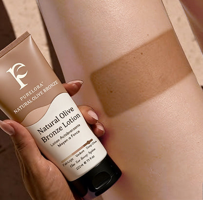 🇬🇧Purelora® Natural Olive Bronze Self Tanner Body Lotion – Gradual Sunless Glow, Even Application, No Orange Tint, Deep Hydration, Vegan & Cruelty-Free