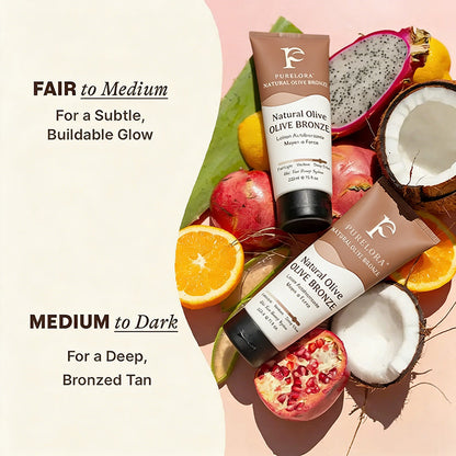 🇬🇧Purelora® Natural Olive Bronze Self Tanner Body Lotion – Gradual Sunless Glow, Even Application, No Orange Tint, Deep Hydration, Vegan & Cruelty-Free