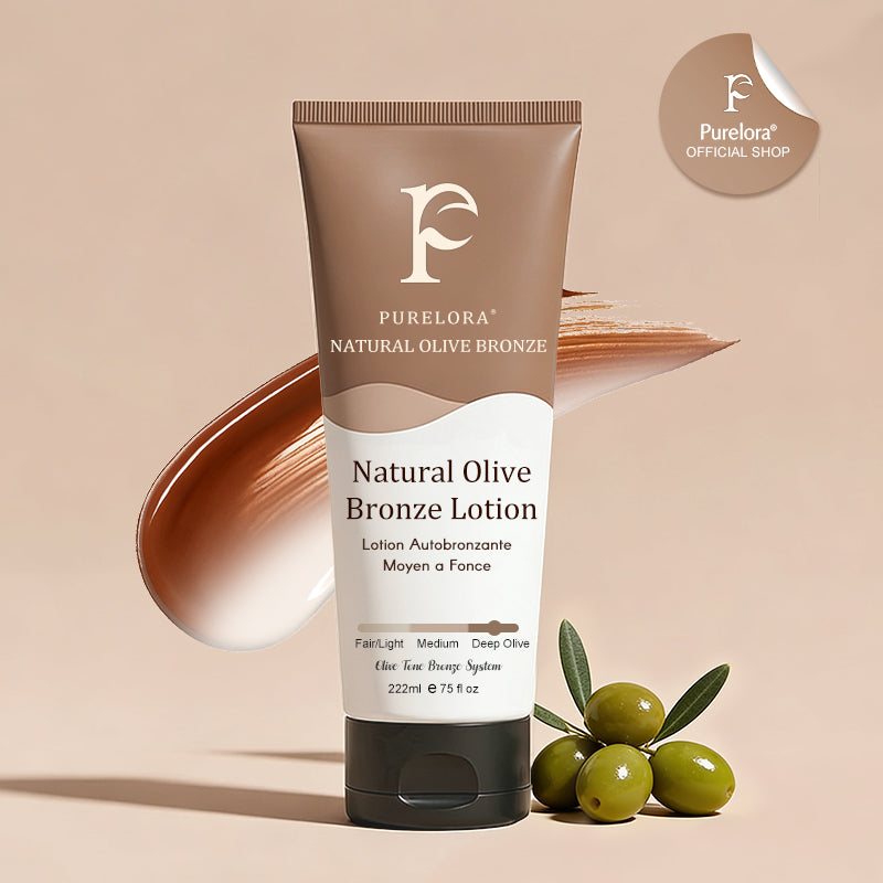 🇬🇧Purelora® Natural Olive Bronze Self Tanner Body Lotion – Gradual Sunless Glow, Even Application, No Orange Tint, Deep Hydration, Vegan & Cruelty-Free