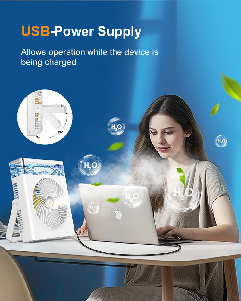 ❄️ BVJ Portable Misting Fan with 600ml Water Tank | Up to 30H Battery Life • USB Rechargeable • Quiet & Compact | Perfect for Home, Office, Camping & Travel