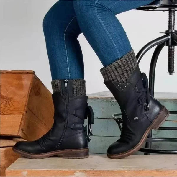 🔥𝑳𝑨𝑺𝑻 𝑫𝑨𝒀 𝑺𝑨𝑳𝑬-𝟖𝟎% 𝑶𝑭𝑭✨Women's Winter Low Barrel Orthotic Bow Support Wool Warm Boots