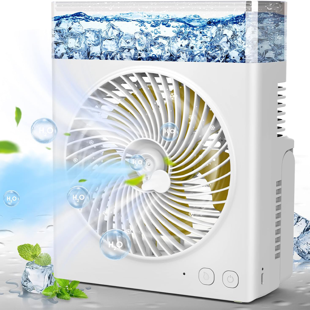 ❄️ BVJ Portable Misting Fan with 600ml Water Tank | Up to 30H Battery Life • USB Rechargeable • Quiet & Compact | Perfect for Home, Office, Camping & Travel