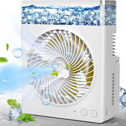 ❄️ BVJ Portable Misting Fan with 600ml Water Tank | Up to 30H Battery Life • USB Rechargeable • Quiet & Compact | Perfect for Home, Office, Camping & Travel