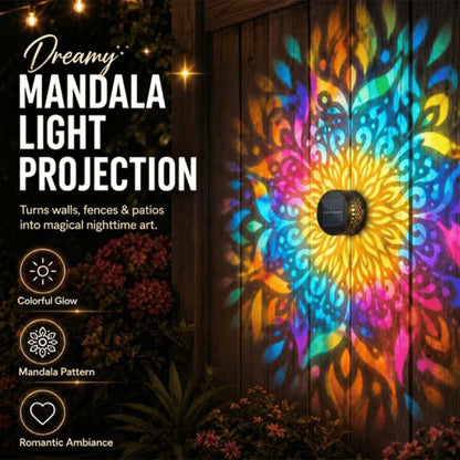 Solar Mandala Outdoor Light – Decorative Light Projection for Garden, Fence, Patio & Terrace