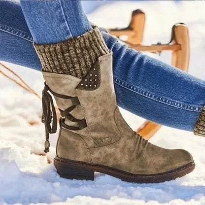 🔥𝑳𝑨𝑺𝑻 𝑫𝑨𝒀 𝑺𝑨𝑳𝑬-𝟖𝟎% 𝑶𝑭𝑭✨Women's Winter Low Barrel Orthotic Bow Support Wool Warm Boots