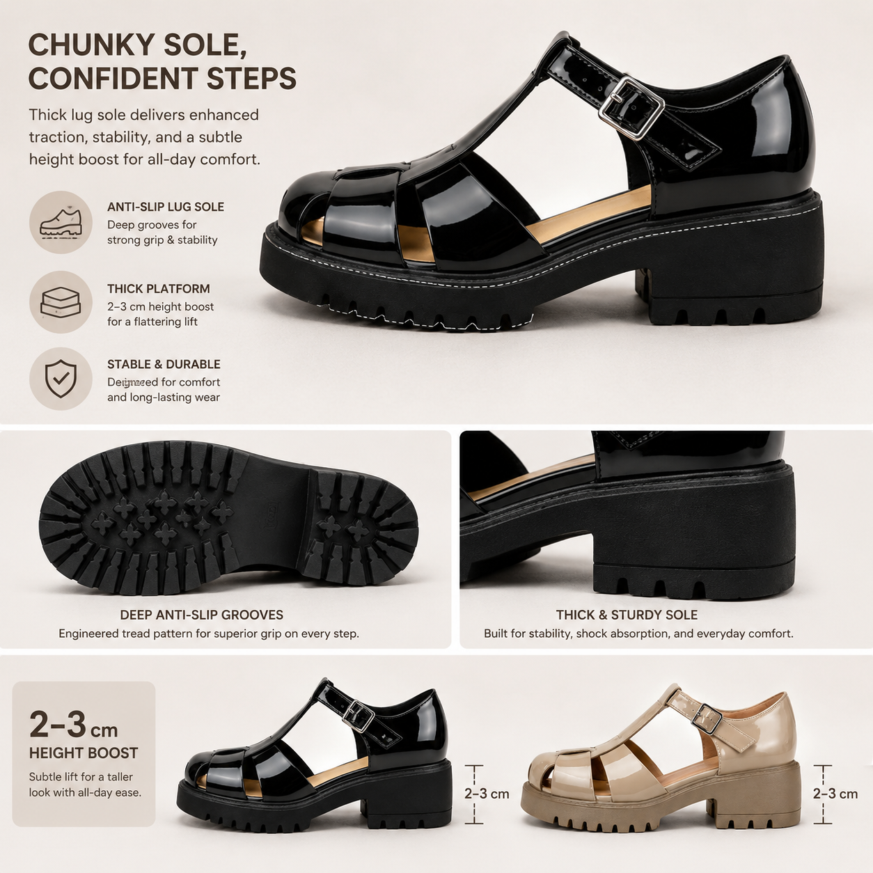 🔥 New Arrival 2026 | Women’s Chunky Mary Jane Platform Sandals – Glossy Patent Leather, Comfortable T-Strap Design & Anti-Slip Sole for Everyday Style